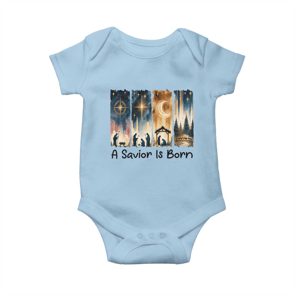 Christian Christmas Baby Onesie A Savior Is Born Jesus Nativity Scene - Wonder Print Shop