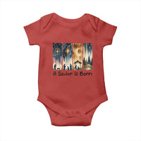 Christian Christmas Baby Onesie A Savior Is Born Jesus Nativity Scene - Wonder Print Shop
