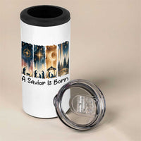 Christian Christmas 4 in 1 Can Cooler Tumbler A Savior Is Born Jesus Nativity Scene - Wonder Print Shop