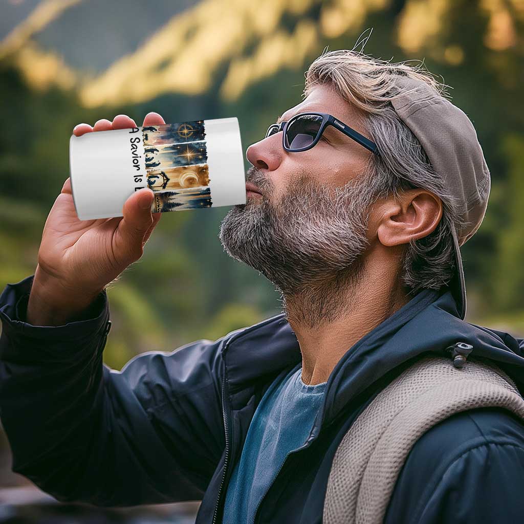 Christian Christmas 4 in 1 Can Cooler Tumbler A Savior Is Born Jesus Nativity Scene - Wonder Print Shop