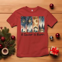 Christian Christmas T Shirt A Savior Is Born Jesus Nativity Scene - Wonder Print Shop