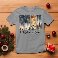 Christian Christmas T Shirt A Savior Is Born Jesus Nativity Scene - Wonder Print Shop