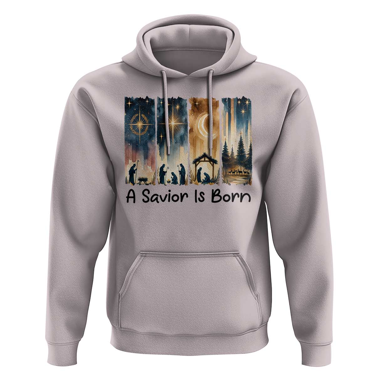 Christian Christmas Hoodie A Savior Is Born Jesus Nativity Scene - Wonder Print Shop