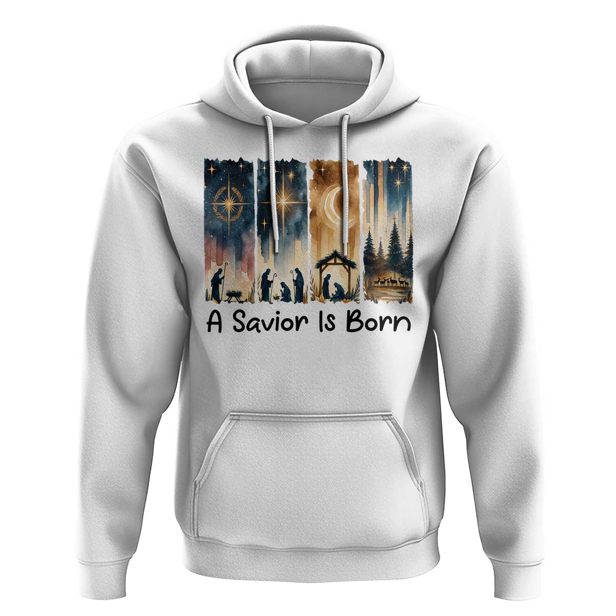 Christian Christmas Hoodie A Savior Is Born Jesus Nativity Scene - Wonder Print Shop