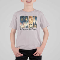 Christian Christmas T Shirt For Kid A Savior Is Born Jesus Nativity Scene - Wonder Print Shop