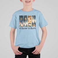 Christian Christmas T Shirt For Kid A Savior Is Born Jesus Nativity Scene - Wonder Print Shop