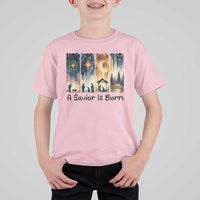 Christian Christmas T Shirt For Kid A Savior Is Born Jesus Nativity Scene - Wonder Print Shop