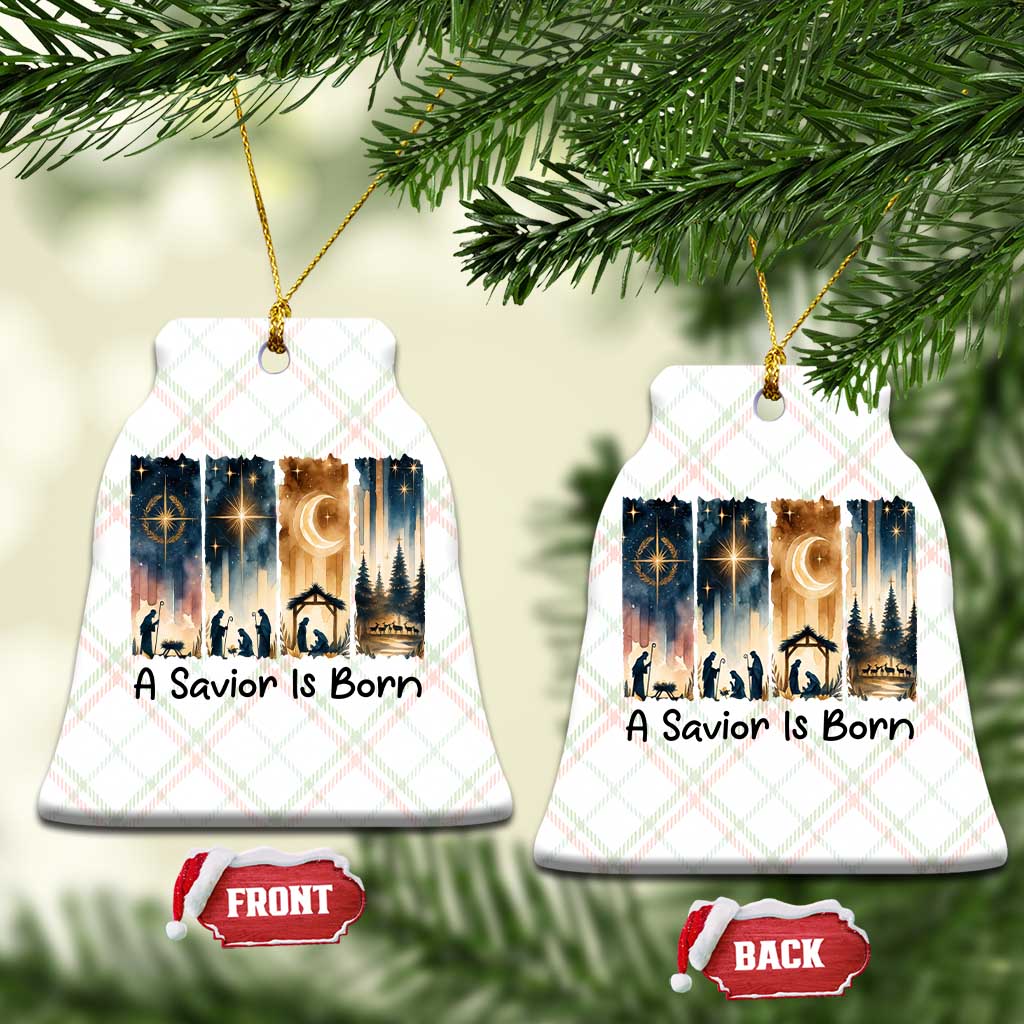 Christian Xmas Ceramic Ornament A Savior Is Born Jesus Nativity Scene - Wonder Print Shop