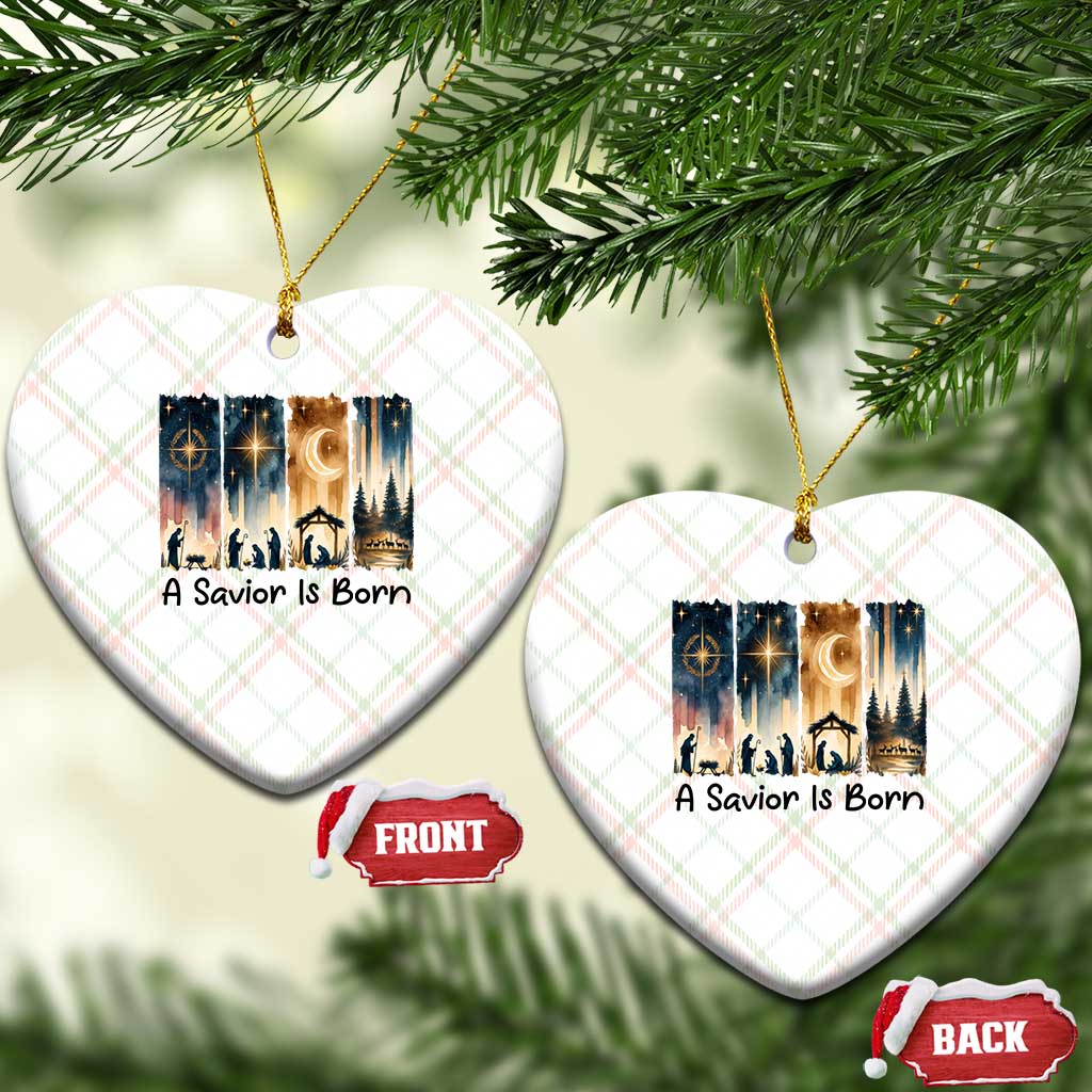 Christian Xmas Ceramic Ornament A Savior Is Born Jesus Nativity Scene - Wonder Print Shop
