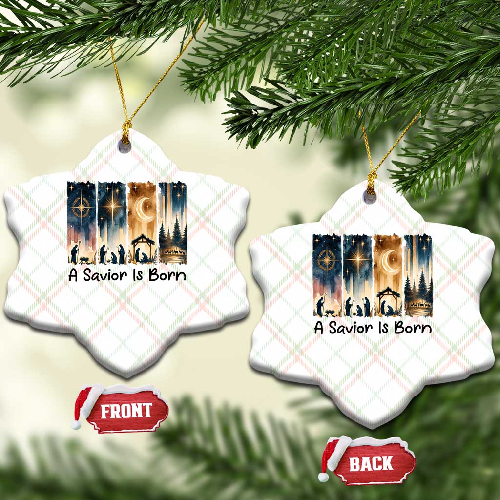 Christian Xmas Ceramic Ornament A Savior Is Born Jesus Nativity Scene - Wonder Print Shop