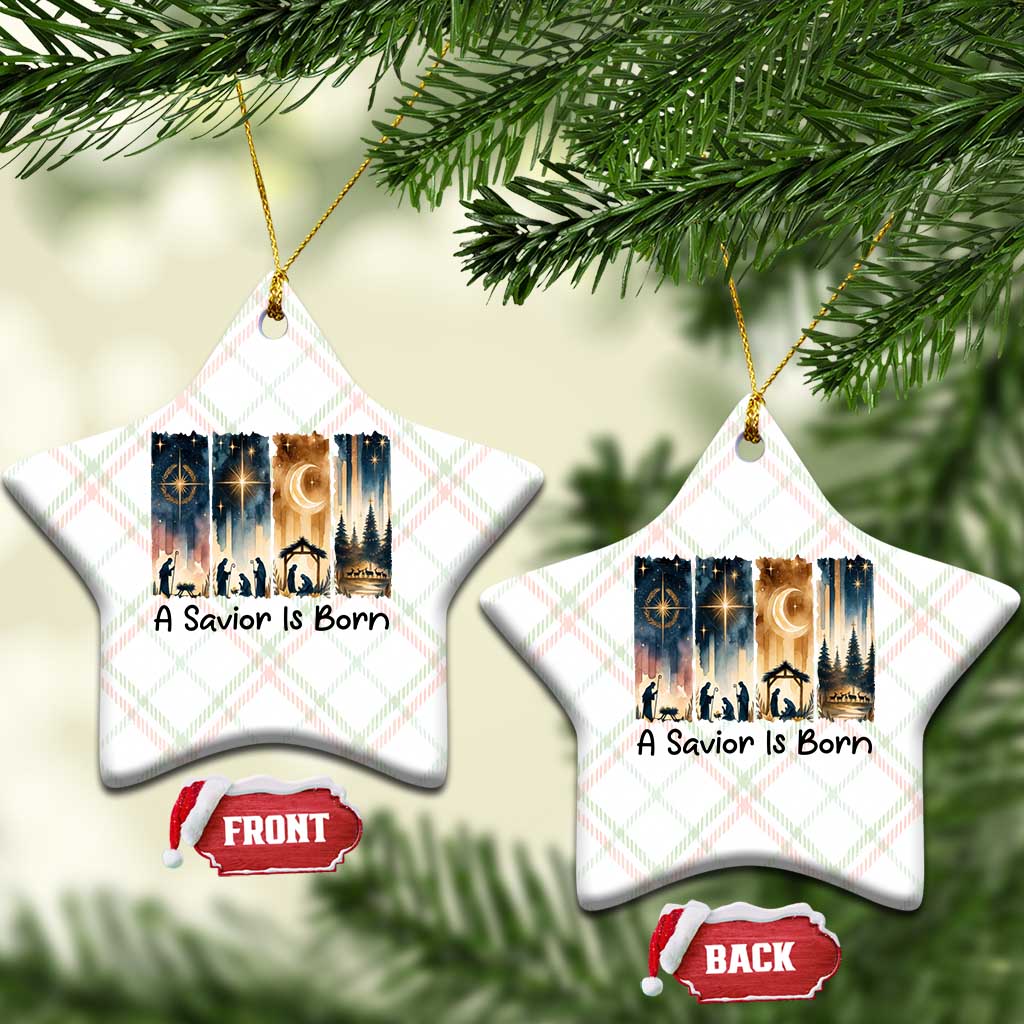 Christian Xmas Ceramic Ornament A Savior Is Born Jesus Nativity Scene - Wonder Print Shop