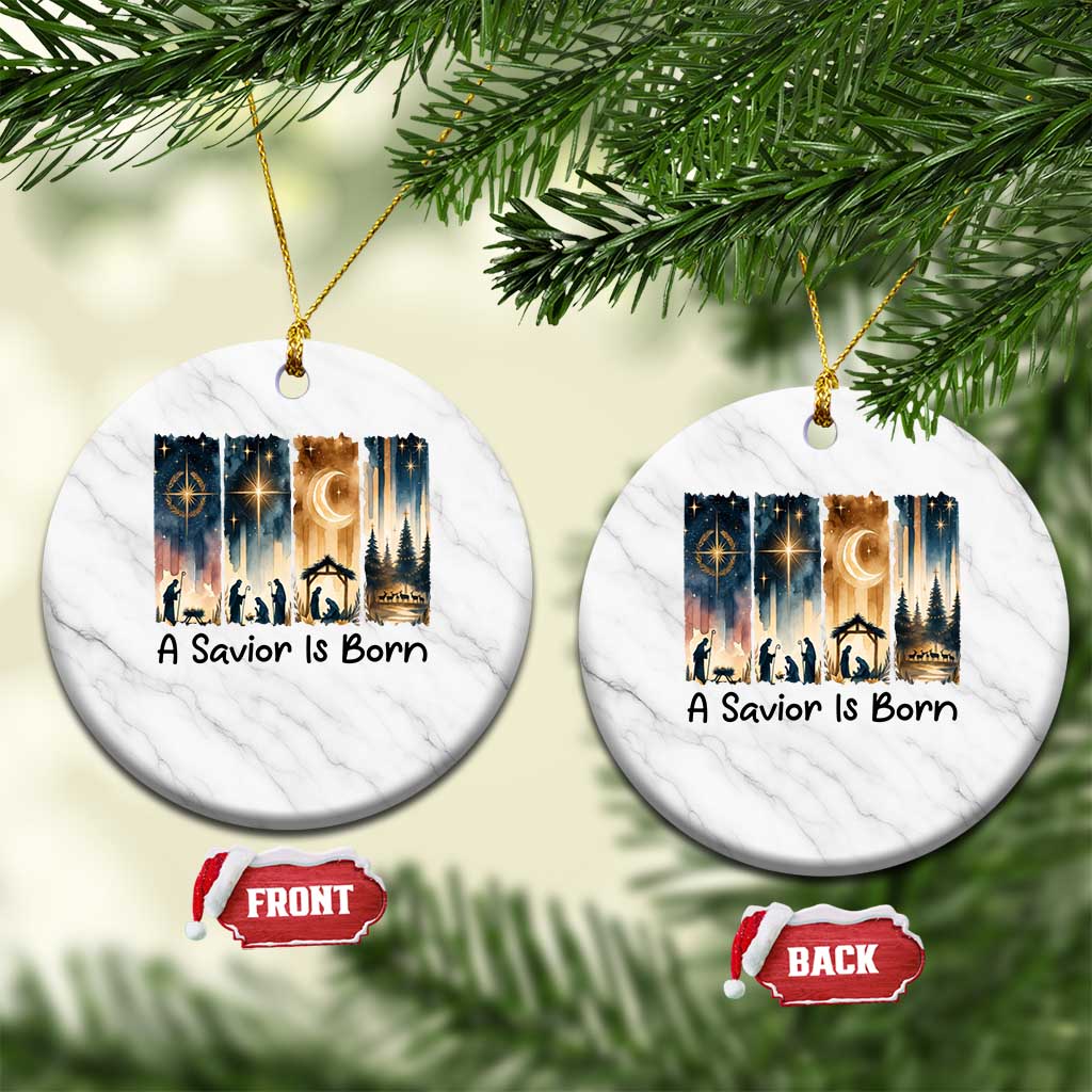 Christian Xmas Ceramic Ornament A Savior Is Born Jesus Nativity Scene - Wonder Print Shop