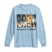 Christian Christmas Long Sleeve Shirt A Savior Is Born Jesus Nativity Scene - Wonder Print Shop