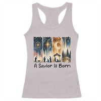 Christian Christmas Racerback Tank Top A Savior Is Born Jesus Nativity Scene - Wonder Print Shop