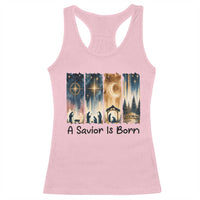 Christian Christmas Racerback Tank Top A Savior Is Born Jesus Nativity Scene - Wonder Print Shop