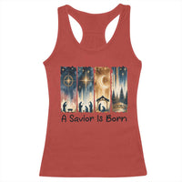 Christian Christmas Racerback Tank Top A Savior Is Born Jesus Nativity Scene - Wonder Print Shop