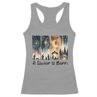 Christian Christmas Racerback Tank Top A Savior Is Born Jesus Nativity Scene - Wonder Print Shop