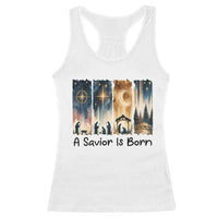 Christian Christmas Racerback Tank Top A Savior Is Born Jesus Nativity Scene - Wonder Print Shop