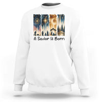 Christian Christmas Sweatshirt A Savior Is Born Jesus Nativity Scene - Wonder Print Shop