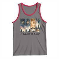 Christian Christmas Tank Top A Savior Is Born Jesus Nativity Scene - Wonder Print Shop