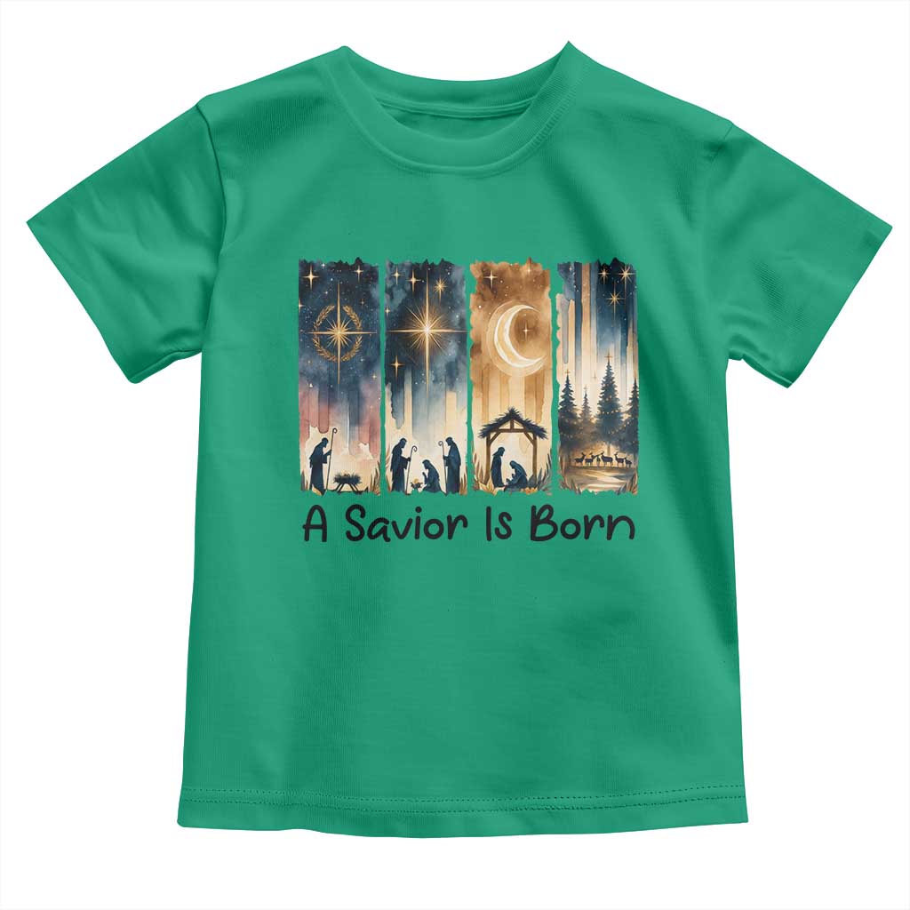 Christian Christmas Toddler T Shirt A Savior Is Born Jesus Nativity Scene - Wonder Print Shop