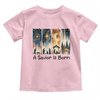 Christian Christmas Toddler T Shirt A Savior Is Born Jesus Nativity Scene - Wonder Print Shop