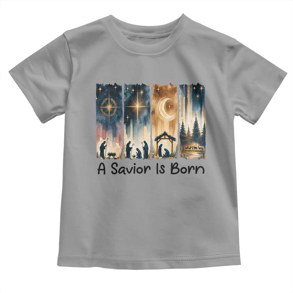 Christian Christmas Toddler T Shirt A Savior Is Born Jesus Nativity Scene - Wonder Print Shop
