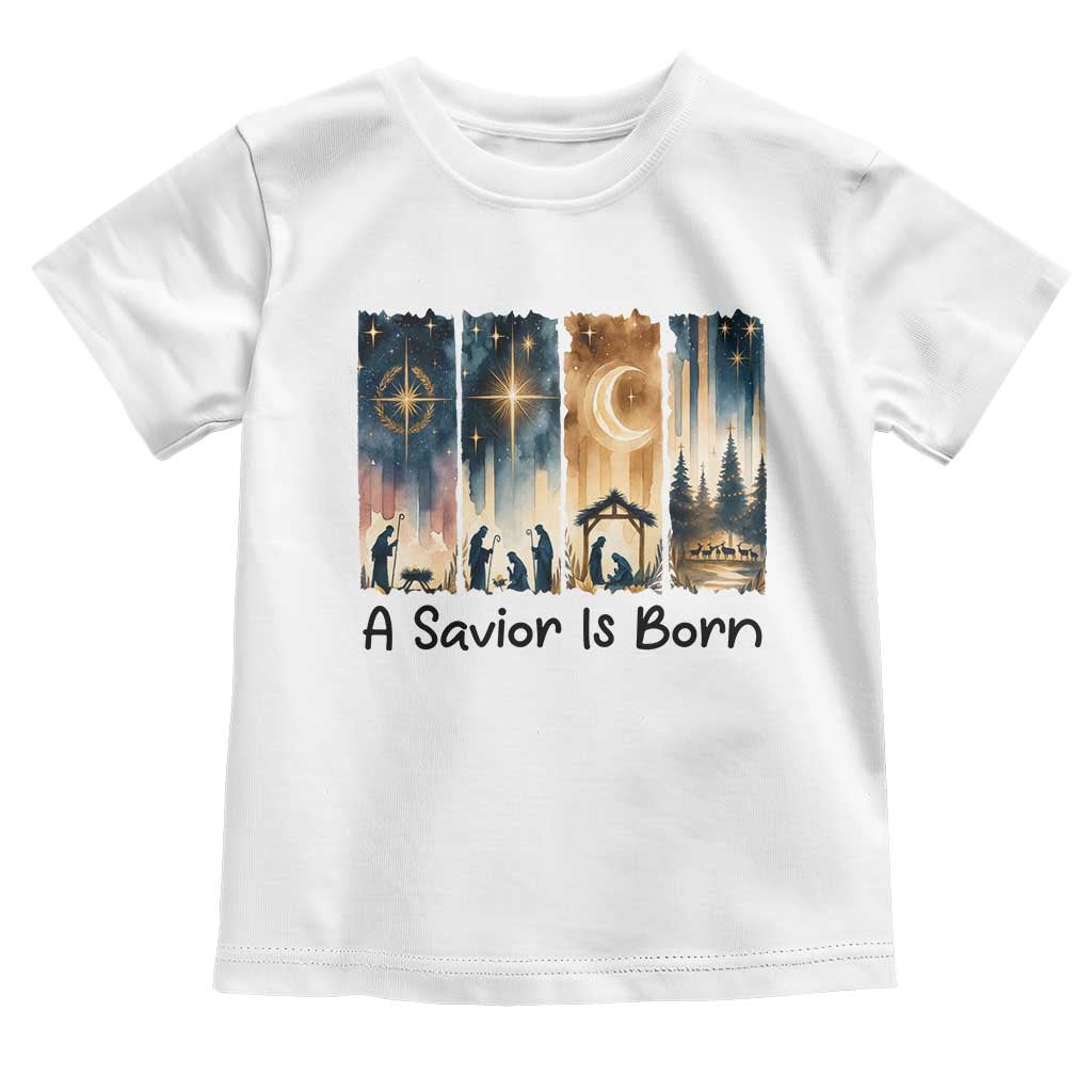 Christian Christmas Toddler T Shirt A Savior Is Born Jesus Nativity Scene - Wonder Print Shop