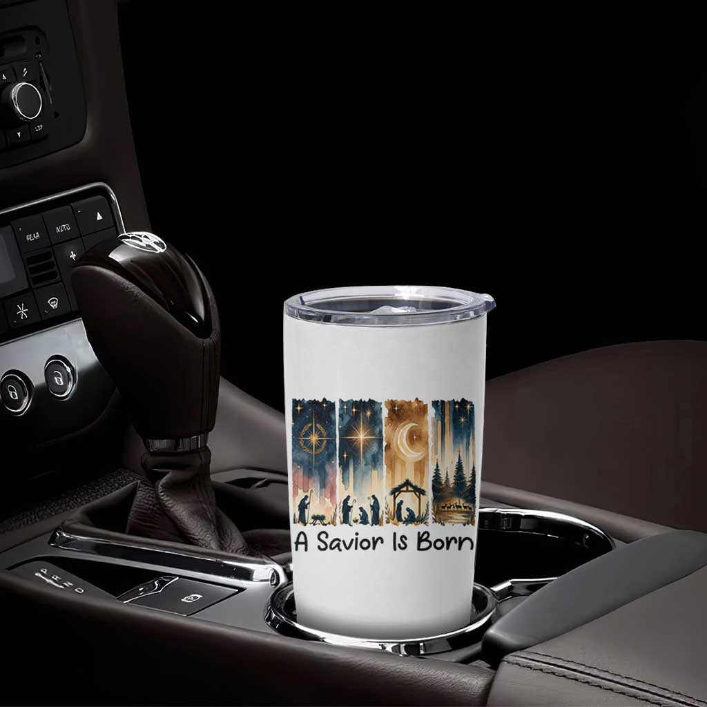 Christian Christmas Tumbler Cup A Savior Is Born Jesus Nativity Scene - Wonder Print Shop