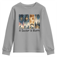 Christian Christmas Youth Sweatshirt A Savior Is Born Jesus Nativity Scene - Wonder Print Shop