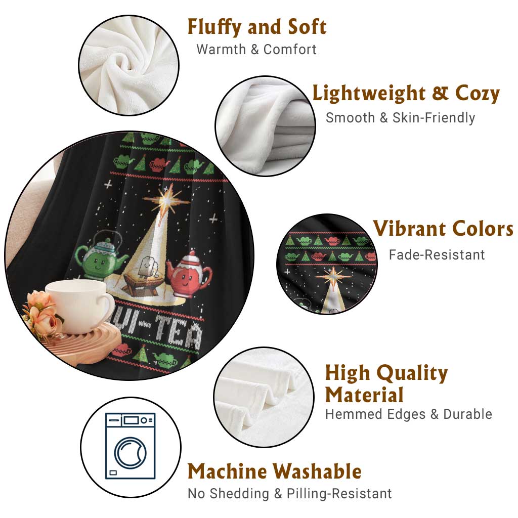 Funny Christmas Tea Lover Throw Blanket Nativi Tea Nativity Scene Christian Xmas - Wonder Print Shop