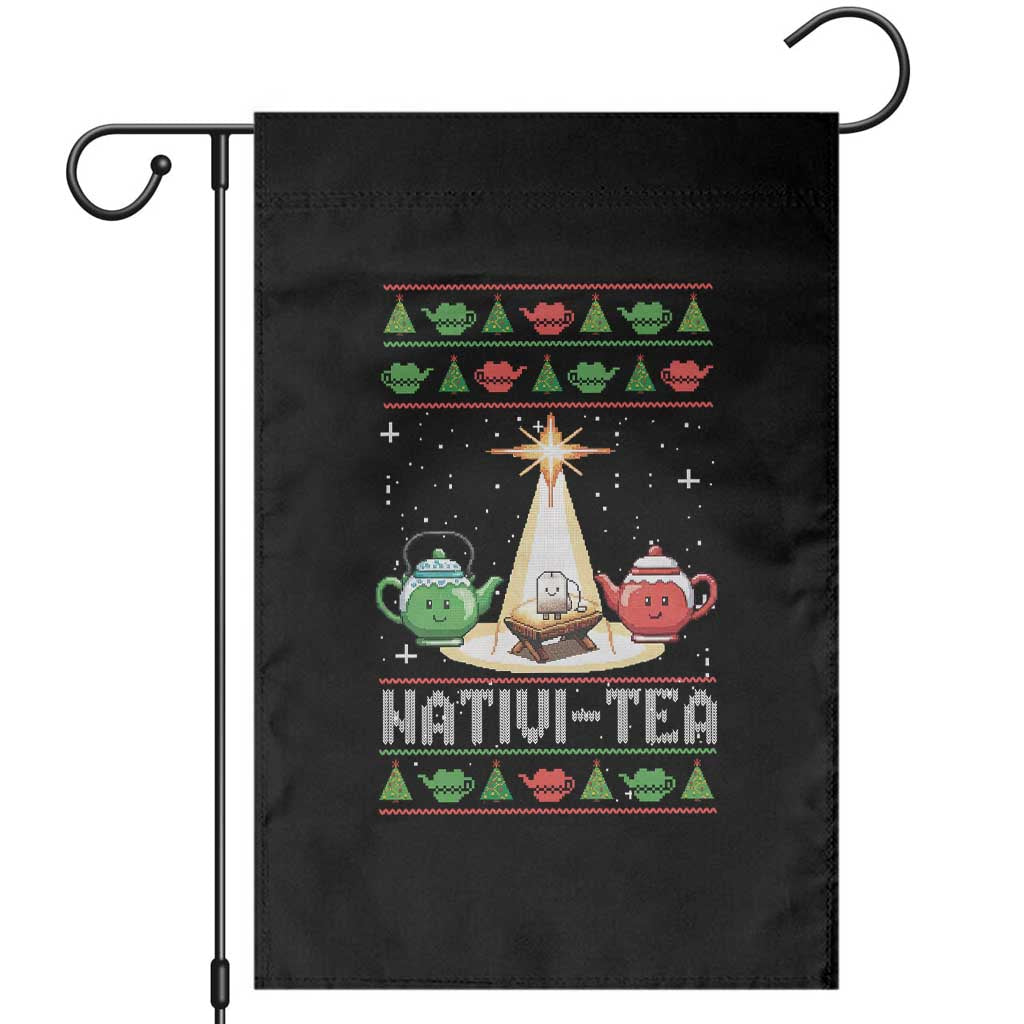 Funny Christmas Tea Lover Garden Flag Nativi Tea Nativity Scene Christian Xmas - Wonder Print Shop
