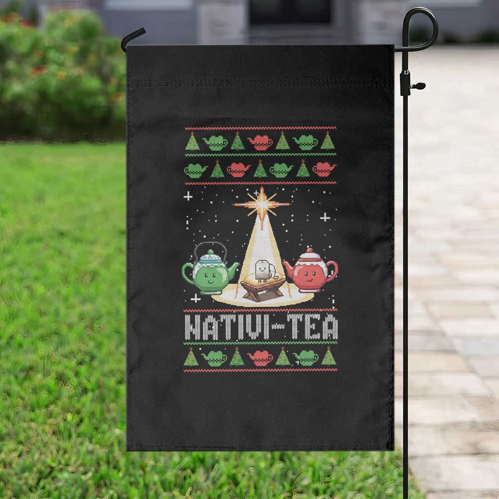Funny Christmas Tea Lover Garden Flag Nativi Tea Nativity Scene Christian Xmas - Wonder Print Shop
