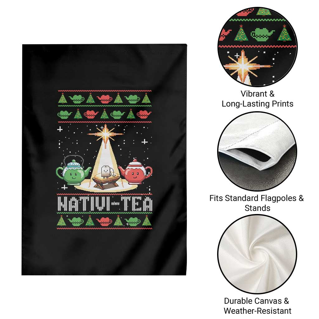 Funny Christmas Tea Lover Garden Flag Nativi Tea Nativity Scene Christian Xmas - Wonder Print Shop