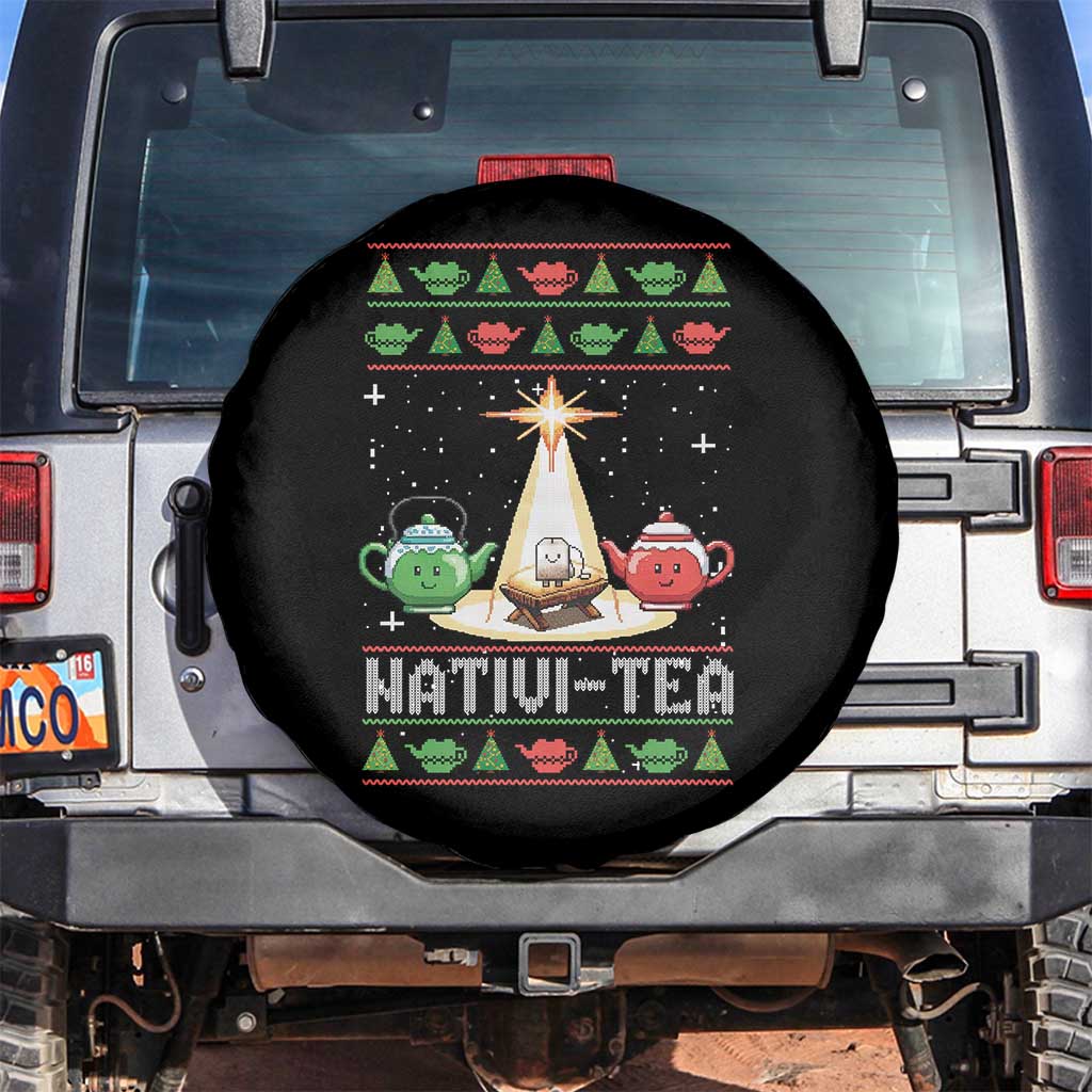 Funny Christmas Tea Lover Spare Tire Cover Nativi Tea Nativity Scene Christian Xmas - Wonder Print Shop