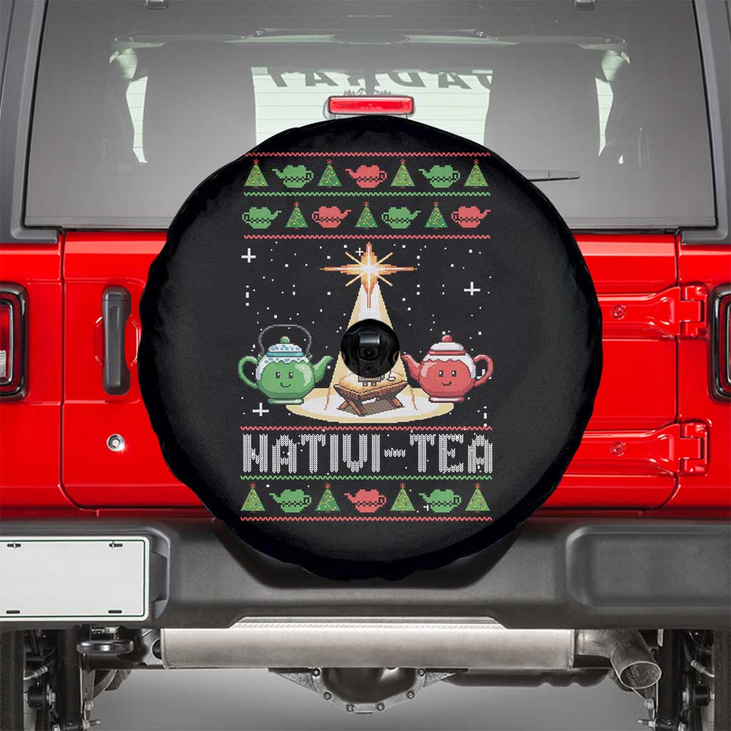 Funny Christmas Tea Lover Spare Tire Cover Nativi Tea Nativity Scene Christian Xmas - Wonder Print Shop