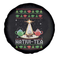 Funny Christmas Tea Lover Spare Tire Cover Nativi Tea Nativity Scene Christian Xmas - Wonder Print Shop