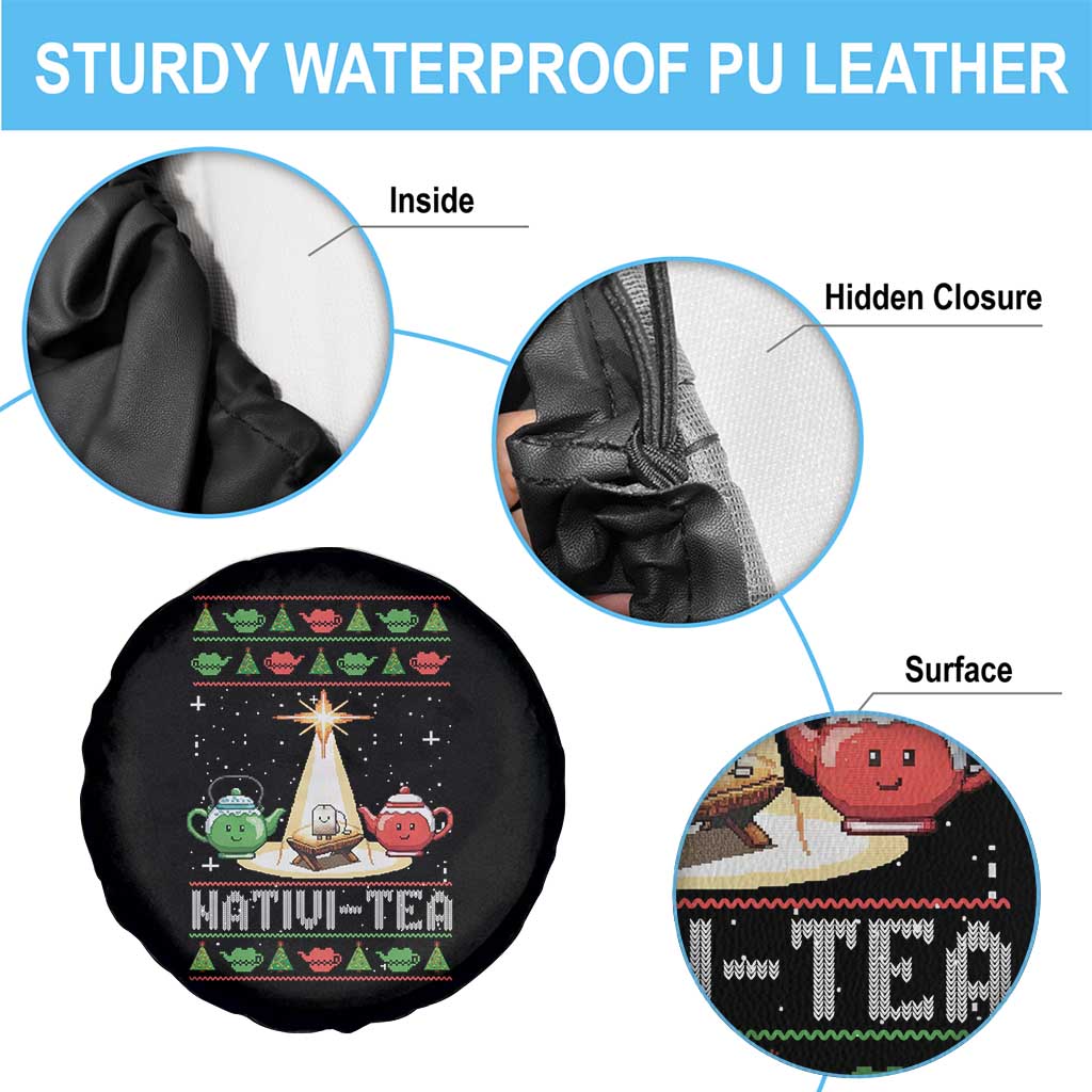 Funny Christmas Tea Lover Spare Tire Cover Nativi Tea Nativity Scene Christian Xmas - Wonder Print Shop