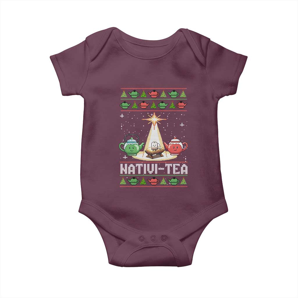 Funny Christmas Tea Lover Baby Onesie Nativi Tea Nativity Scene Christian Xmas - Wonder Print Shop