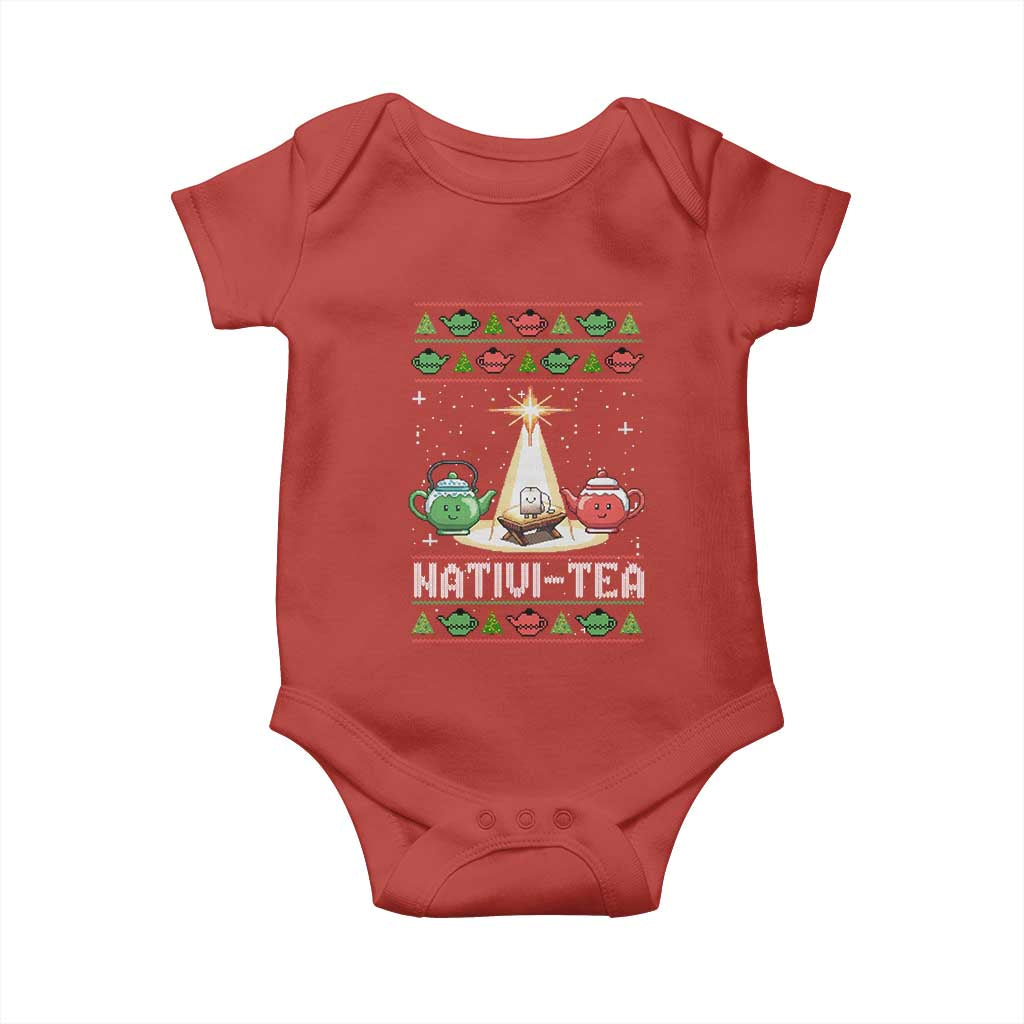 Funny Christmas Tea Lover Baby Onesie Nativi Tea Nativity Scene Christian Xmas - Wonder Print Shop