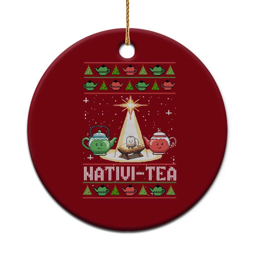 Funny Christmas Tea Lover Ceramic Ornament Nativi Tea Nativity Scene Christian Xmas - Wonder Print Shop