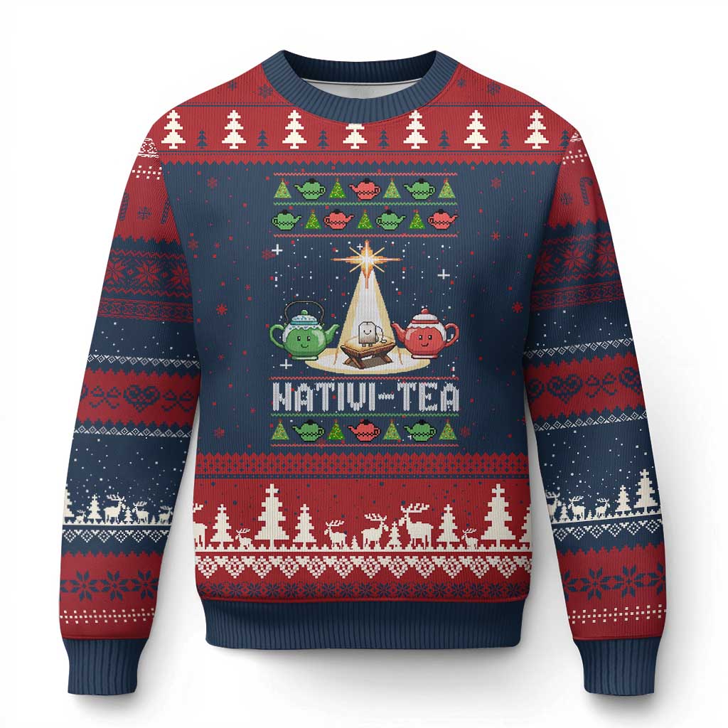 Funny Xmas Tea Lover Ugly Christmas Sweater Nativi Tea Nativity Scene Christian Xmas - Wonder Print Shop