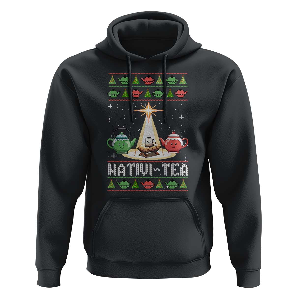 Funny Christmas Tea Lover Hoodie Nativi Tea Nativity Scene Christian Xmas - Wonder Print Shop