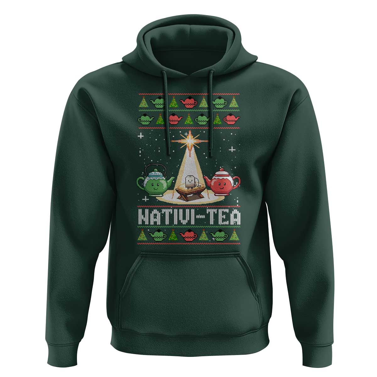 Funny Christmas Tea Lover Hoodie Nativi Tea Nativity Scene Christian Xmas - Wonder Print Shop