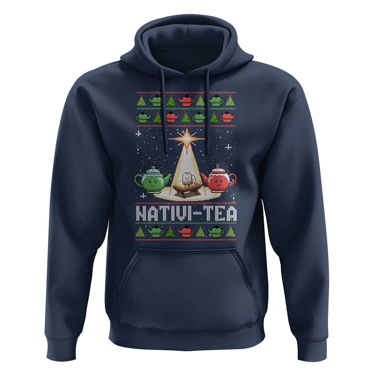 Funny Christmas Tea Lover Hoodie Nativi Tea Nativity Scene Christian Xmas - Wonder Print Shop