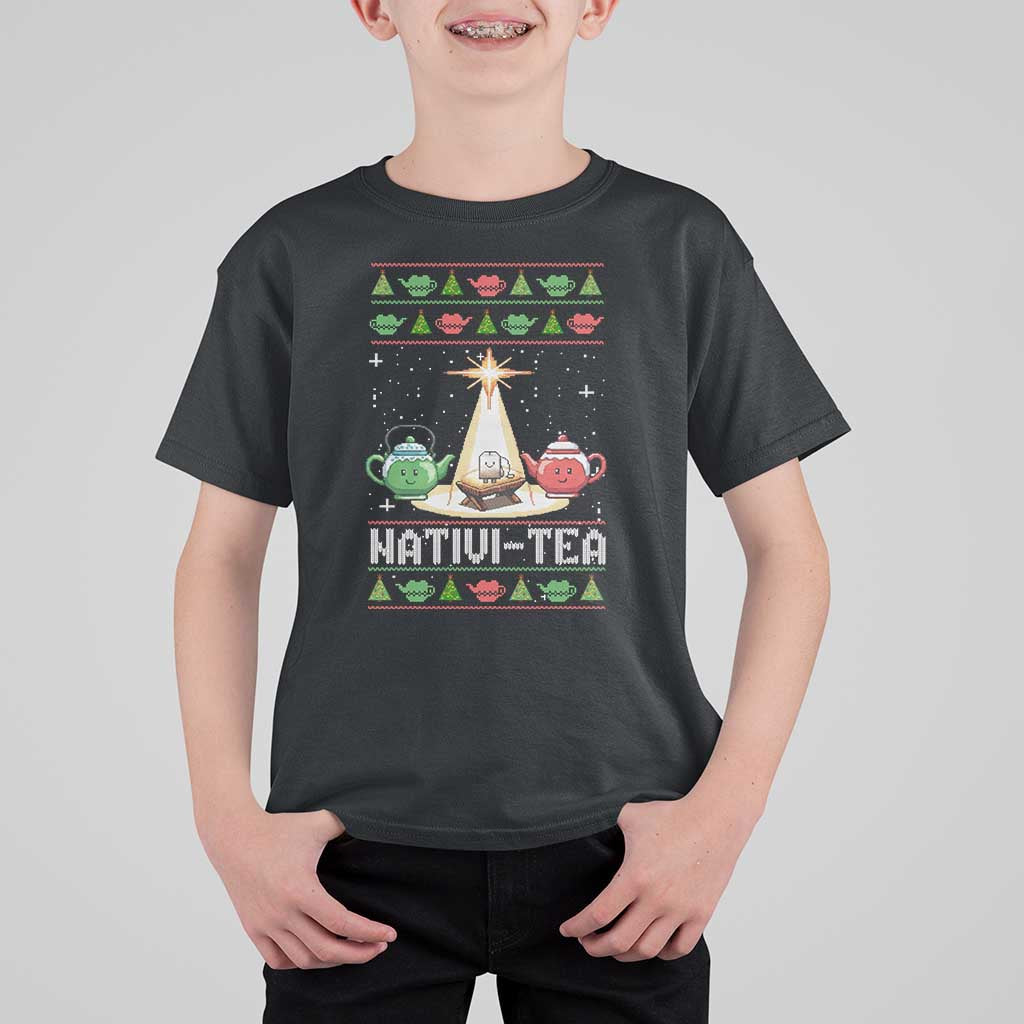 Funny Christmas Tea Lover T Shirt For Kid Nativi Tea Nativity Scene Christian Xmas - Wonder Print Shop