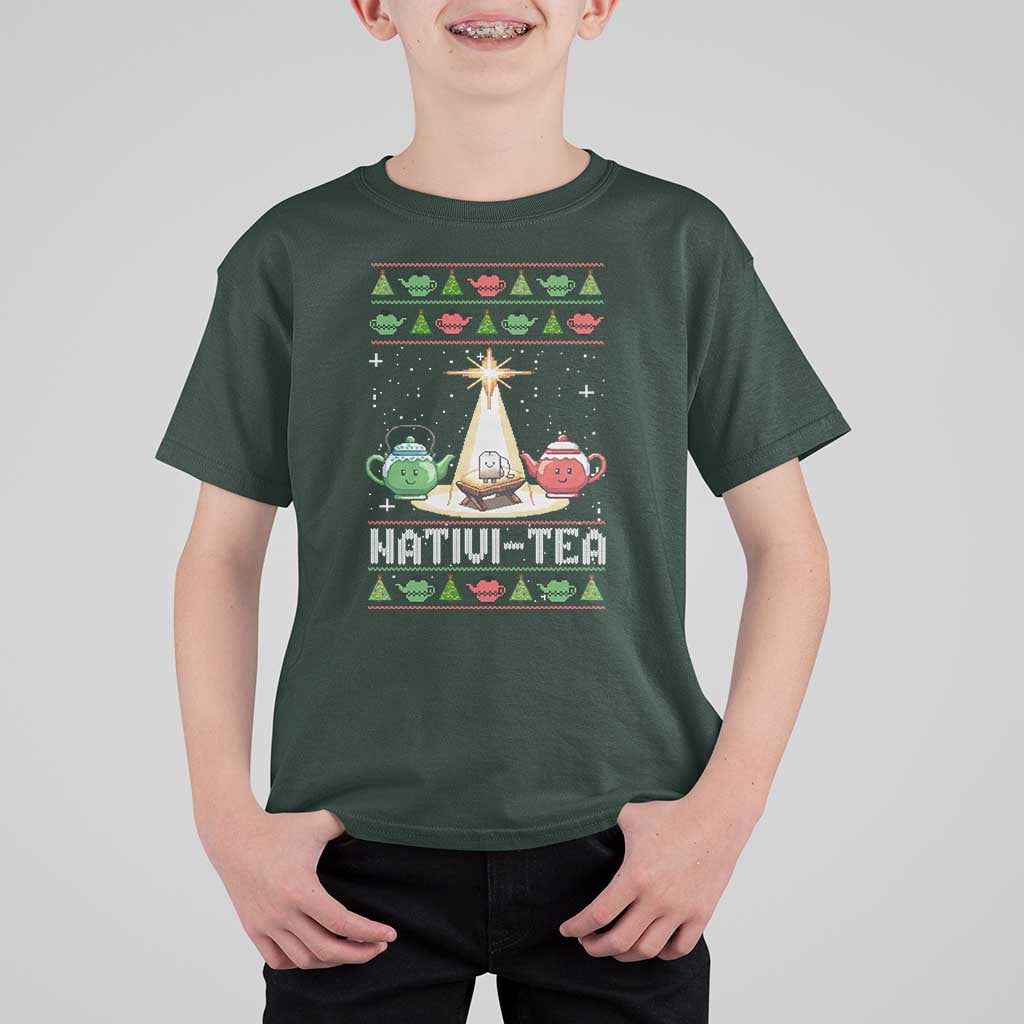 Funny Christmas Tea Lover T Shirt For Kid Nativi Tea Nativity Scene Christian Xmas - Wonder Print Shop