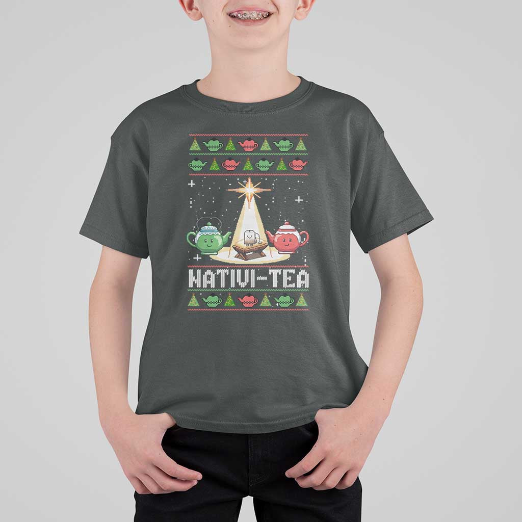 Funny Christmas Tea Lover T Shirt For Kid Nativi Tea Nativity Scene Christian Xmas - Wonder Print Shop