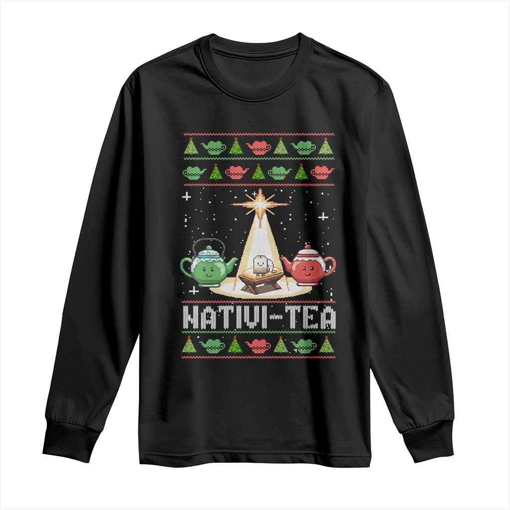 Funny Christmas Tea Lover Long Sleeve Shirt Nativi Tea Nativity Scene Christian Xmas - Wonder Print Shop