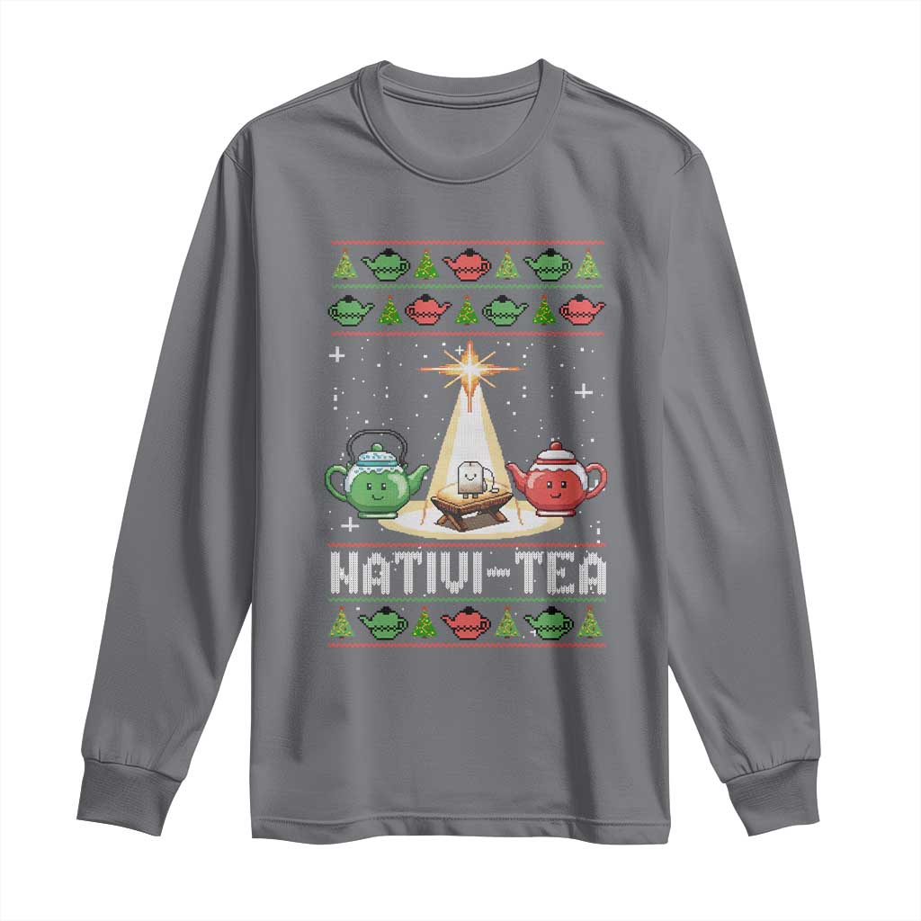 Funny Christmas Tea Lover Long Sleeve Shirt Nativi Tea Nativity Scene Christian Xmas - Wonder Print Shop